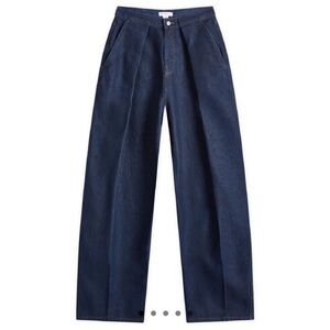 Good American denim wide leg pleated trousers